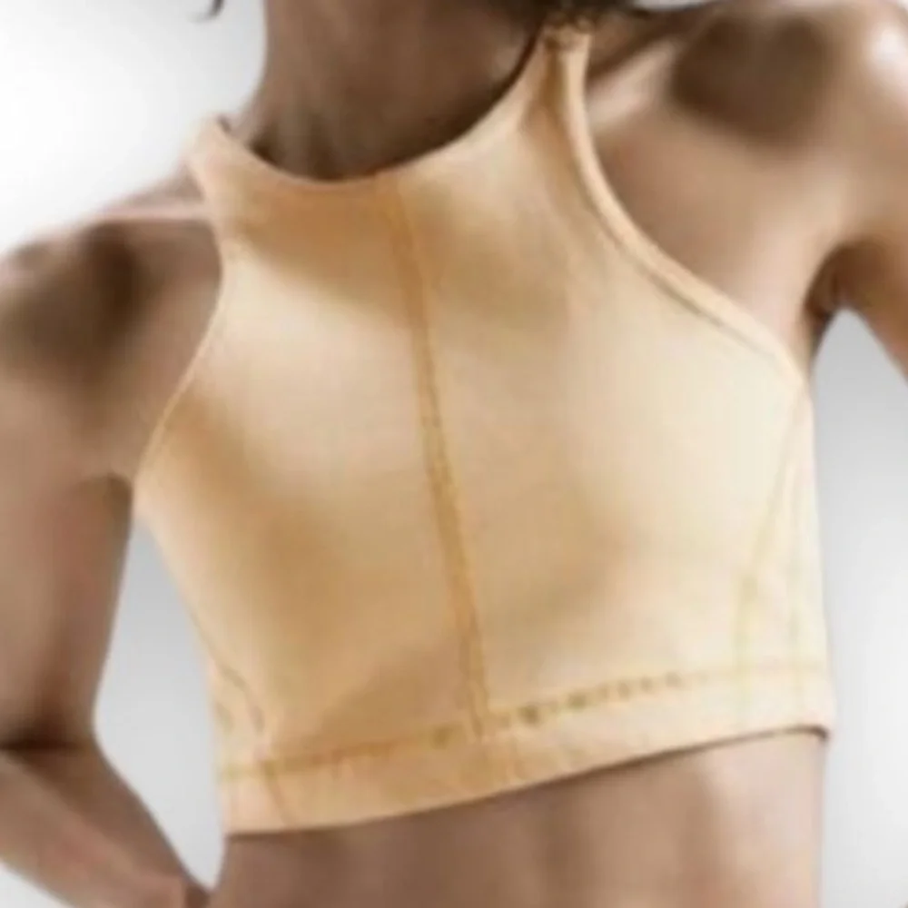 Zara NWOT Orange Denim Racerback Crop Top - Picture 2 of 10